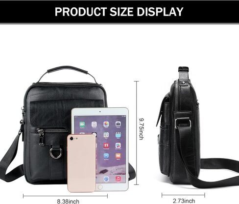 KUANG! Men's Shoulder Bag PU Leather Business Messenger Bag Briefcase Travel Crossbody Multi Pockets Handbag Purse in Saudi Arabia