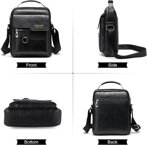 KUANG! Men's Shoulder Bag PU Leather Business Messenger Bag Briefcase Travel Crossbody Multi Pockets Handbag Purse in Saudi Arabia