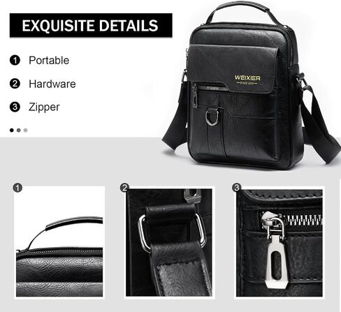KUANG! Men's Shoulder Bag PU Leather Business Messenger Bag Briefcase Travel Crossbody Multi Pockets Handbag Purse in Saudi Arabia