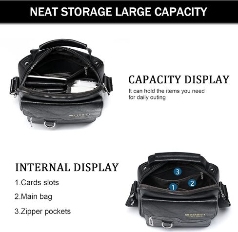 KUANG! Men's Shoulder Bag PU Leather Business Messenger Bag Briefcase Travel Crossbody Multi Pockets Handbag Purse in Saudi Arabia