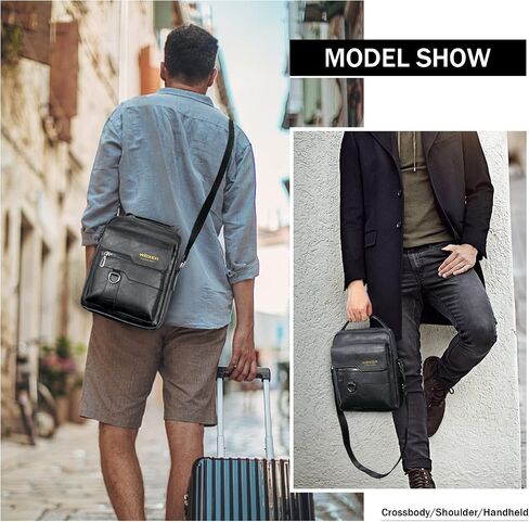 KUANG! Men's Shoulder Bag PU Leather Business Messenger Bag Briefcase Travel Crossbody Multi Pockets Handbag Purse in Saudi Arabia