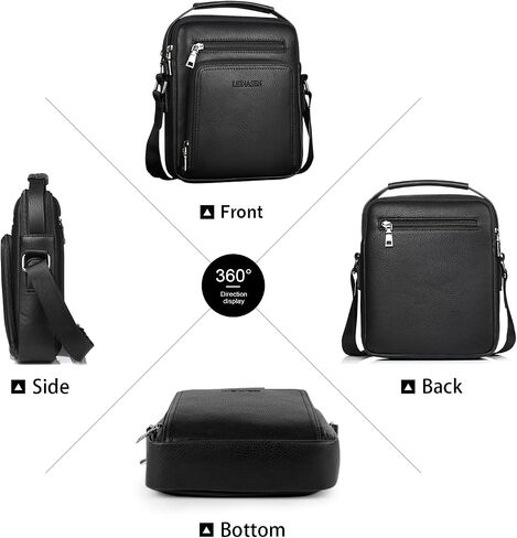 KUANG! Men's Shoulder Bag PU Leather Business Messenger Bag Briefcase Travel Crossbody Multi Pockets Handbag Purse in Saudi Arabia