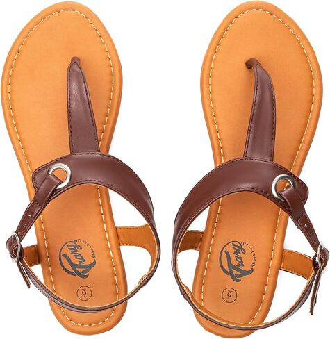 صنادل Trary للسيدات، صنادل ثونغ للنساء مع حزام على شكل حرف T، مشبك كاحل قابل للتعديل للصنادل النسائية، صنادل مسطحة للنساء الأنيقة، صنادل لطيفة للنساء، صنادل صيفية للنساء 2023 in Kuwait