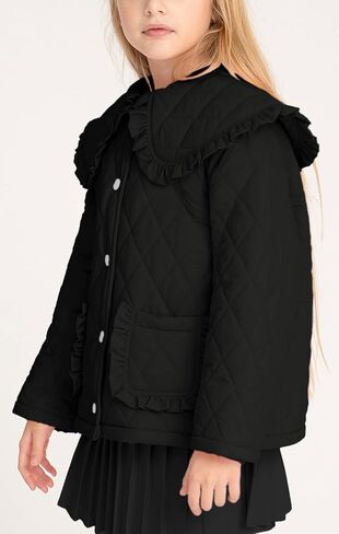 معاطف شتوية للفتيات من Meikulo سترات مبطنة ذات ياقة واسعة مكشكشة للأطفال مع جيوب من عمر 5 إلى 14 سنة in Kuwait