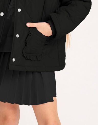 معاطف شتوية للفتيات من Meikulo سترات مبطنة ذات ياقة واسعة مكشكشة للأطفال مع جيوب من عمر 5 إلى 14 سنة in Kuwait