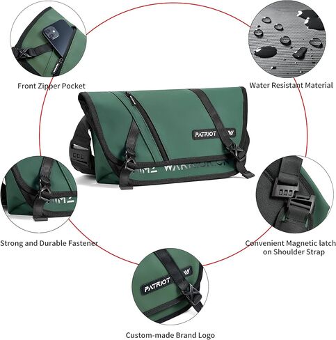 HIMZ WARRIOR Messenger Bag, Durable Water Resistant Satchel for 10 Inch Tablet, Crossbody Bag for Women, Men (Green) in Kuwait