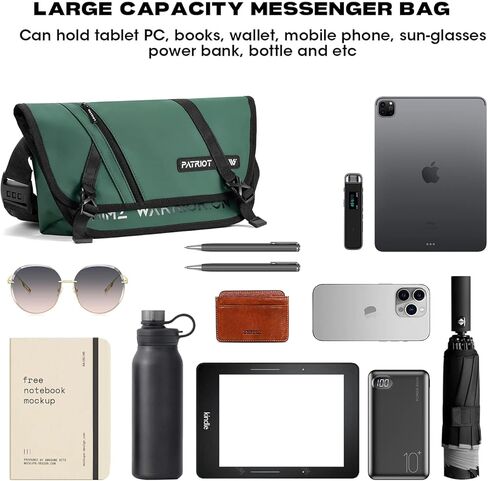 HIMZ WARRIOR Messenger Bag, Durable Water Resistant Satchel for 10 Inch Tablet, Crossbody Bag for Women, Men (Green) in Kuwait