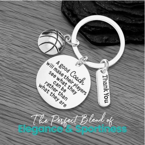 Sportybella Basketball Coach Keychain, Stainless Steel Keychain for Men and Women, Basketball Coach Gifts in Saudi Arabia