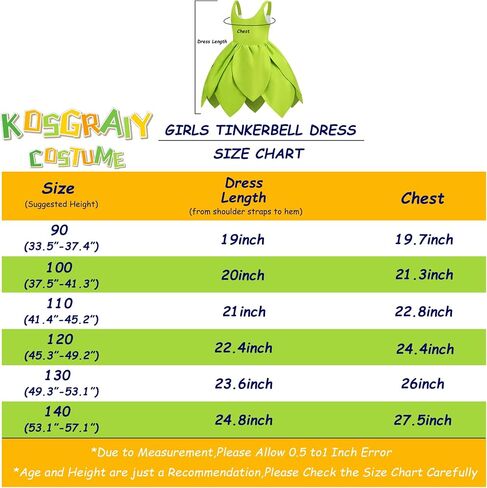 زي Kosgraiy Tinkerbell للفتيات، فستان الجنية للفتيات الصغيرات مع آذان وأجنحة بيكسي قزم، فستان الأميرة الجنية للهالوين in Saudi Arabia