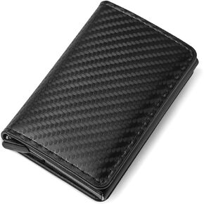 RFID Credit Card Holder, Leather Credit Card Holder for Men, RFID Wallet for Men Slim, Pop Up Wallet Pop Up Card Holder for Business, Working, Shopping (black) in Saudi Arabia