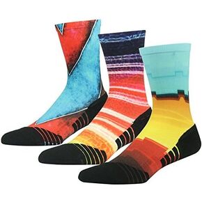HUSO Hiking Socks Men Women Fashion Novelty Digital Printing Sports Crew Socks 3, 4 Pairs