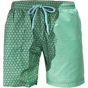 Wsedper Color Changing Swim Trunks for Men, Color Changing Shorts for Boys, Beach Quick Dry Swim Trunks Color Changing