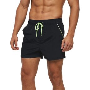 TENMET Men's Quick Dry Swim Trunks Solid Sports Board Shorts Swimsuit with Back Zipper Pockets