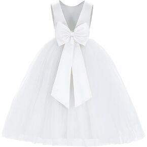 فساتين ekidsbridal من الساتان بظهر على شكل حرف V للمناسبات الخاصة وحفلات أعياد الميلاد 219