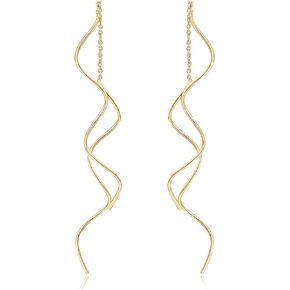 Acefeel Fresh Style Exquisite Threader Dangle Earrings Curve Twist Shape for Women's Gift E158