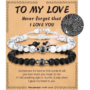 UNIGIFTIME I Love You 100 لغة مطابقة الأساور الأزواج أساور هدايا لحبي صديقها صديقة الزوج خطيبها عيد ميلاد عيد الميلاد الذكرى السنوية لعيد الحب هدايا للنساء والرجال in Kuwait