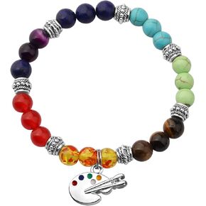 BLEOUK Artist Bracelet Painting Gift Painter Gift Art Teacher Gift Art Student Graduation Gift Paint Palette Charm Bracelet 7 Chakra Beads Bracelet in Saudi Arabia