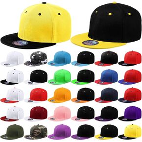 30 قطعة من قبعات Snapback للرجال من Hicarer، قبعات مسطحة مسطحة قبعات كبيرة سادة قبعات هيب هوب مسطحة الحافة قبعات بيسبول