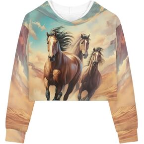 هودي قصير للفتيات من توديادو، مقاس 5-14 للاطفال والشباب باكمام طويلة للارتداء اليومي، سويت شيرت لطيف بلوفر in Kuwait