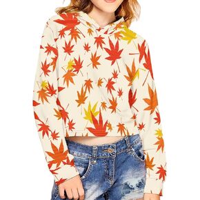 Dreaweet Girls Long Sleeve Crop Top Hoddie Cropped Sweatershirts Soft Athletic Tops Yoga Clothing for 5-14 Years Old