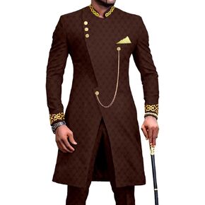 APTX African Suit for Men Dashiki Embroidery Jackets and Pants 2 Piece with Kerchief Slim Fit Formal Outfits Wedding in Saudi Arabia