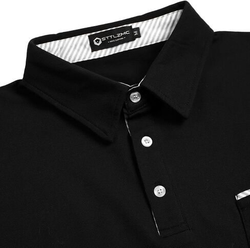 STTLZMC Men's Polo Shirt Long Sleeve Fashion Diagonal Strips Collar Classic Casual T-Shirt in Saudi Arabia
