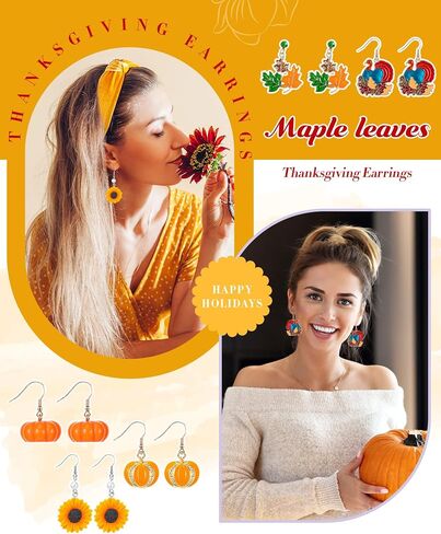 Junkin 35 Pairs Holiday Earrings Valentine's Day St Patrick's Day Easter Christmas Earrings for Women Fourth of July Thanksgiving Halloween Dangle Earrings for Women Teen Girl Gift in Saudi Arabia