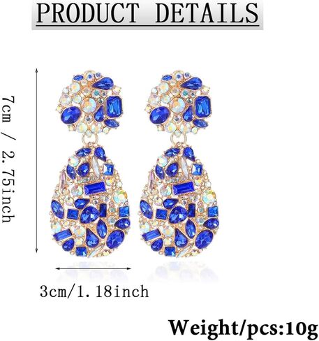Met-edianger 9 Colors Rhinestone Statement Earrings Big Teardrop Costume Earrings Formal Crystal Chandelier Drop Dangle Earrings for Women Girls in Kuwait