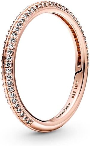 Pandora ME Pavé Ring - Rose Gold Ring for Women - Layering or Stackable Ring - Gift for Her - 14k Rose Gold-Plated Rose with Cubic Zirconia - Size 7.5 in Saudi Arabia