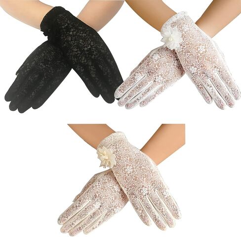 قفازات KADBLE للسيدات من الدانتيل على شكل زهور، قفازات دانتيل قصيرة أنيقة لحفلات الزفاف أو الأوبرا in Kuwait