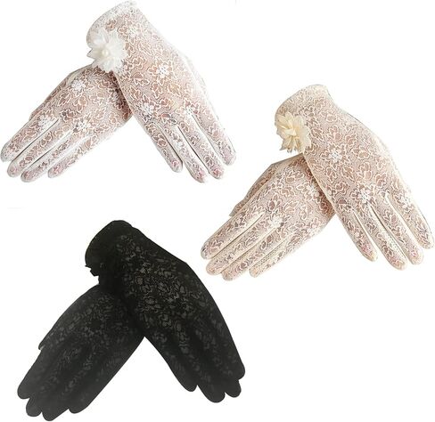 قفازات KADBLE للسيدات من الدانتيل على شكل زهور، قفازات دانتيل قصيرة أنيقة لحفلات الزفاف أو الأوبرا in Kuwait