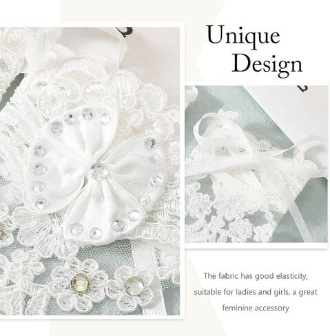 Latious Women's Wedding Gloves Fingerless Lace Glove Bridal White Bow Gloves Short Party Prom Costume Glove Accessories for Women and Brides in Saudi Arabia
