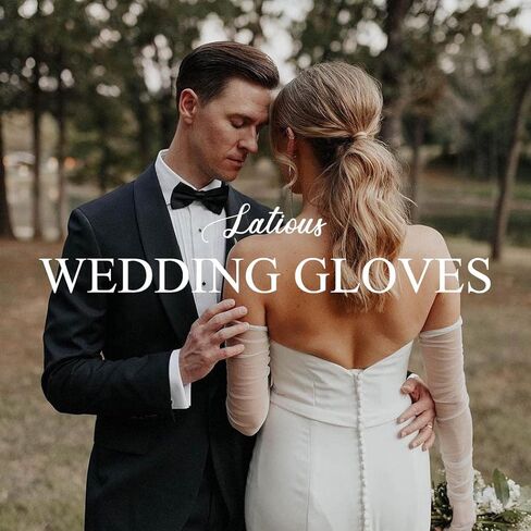 Latious Women's Wedding Gloves Fingerless Lace Glove Bridal White Bow Gloves Short Party Prom Costume Glove Accessories for Women and Brides in Saudi Arabia