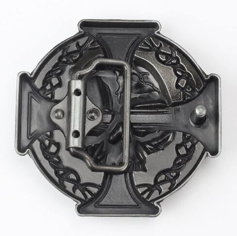 إبزيم حزام الجمجمة للرجال، إبزيم حزام جمجمة صليب سلتي، جمجمة قوطية هيكل عظمي حزام الرأس، مشبك حزام راعي البقر الغربي، أفضل رجل حزام إبزيم، مشبك حزام زفاف فضي مشبك هدايا in Kuwait