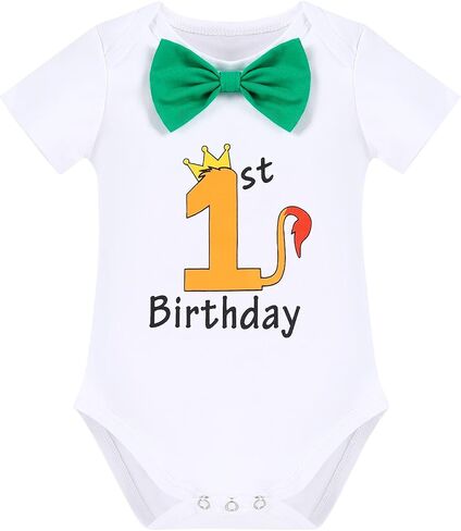IBTOM CASTLE Baby Boy First Birthday Outfit Jungle Theme Romper+Shorts+Y-Back Suspenders+Headband 4PCS Clothes Photo Props in Saudi Arabia