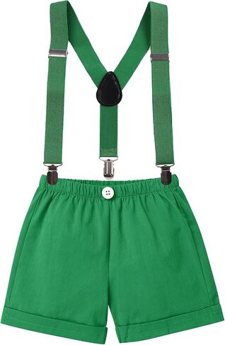 IBTOM CASTLE Baby Boy First Birthday Outfit Jungle Theme Romper+Shorts+Y-Back Suspenders+Headband 4PCS Clothes Photo Props in Saudi Arabia