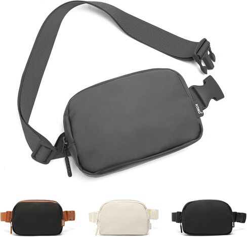 Kono Belt Bag Crossbody Fanny Pack for Women, Fashion Waist Pack with Adjustable Strap for Workout Running Traveling Hiking, Black in Kuwait