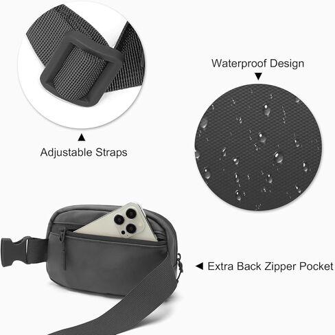 Kono Belt Bag Crossbody Fanny Pack for Women, Fashion Waist Pack with Adjustable Strap for Workout Running Traveling Hiking, Black in Kuwait