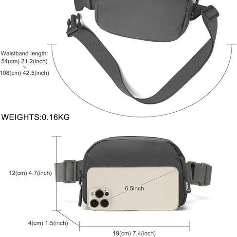 Kono Belt Bag Crossbody Fanny Pack for Women, Fashion Waist Pack with Adjustable Strap for Workout Running Traveling Hiking, Black in Kuwait