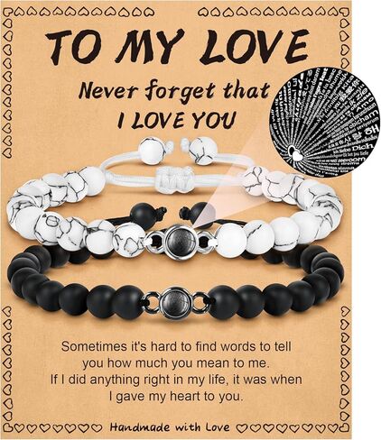 UNIGIFTIME I Love You 100 لغة مطابقة الأساور الأزواج أساور هدايا لحبي صديقها صديقة الزوج خطيبها عيد ميلاد عيد الميلاد الذكرى السنوية لعيد الحب هدايا للنساء والرجال in Kuwait