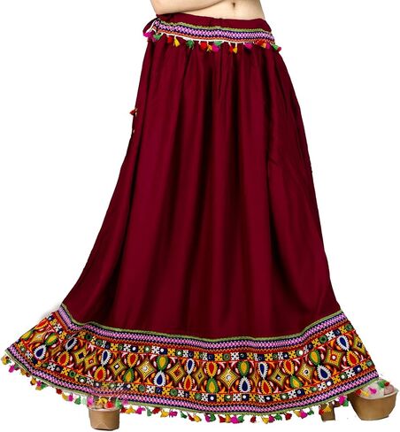 تنورة Chadrakala النسائية الهندية العرقية Lehenga Flaire طويلة ماكسي مطرزة، مقاس موحد (S104) in Saudi Arabia