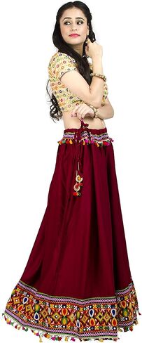 تنورة Chadrakala النسائية الهندية العرقية Lehenga Flaire طويلة ماكسي مطرزة، مقاس موحد (S104) in Saudi Arabia