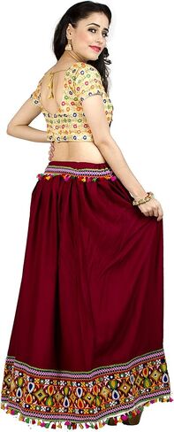 تنورة Chadrakala النسائية الهندية العرقية Lehenga Flaire طويلة ماكسي مطرزة، مقاس موحد (S104) in Saudi Arabia