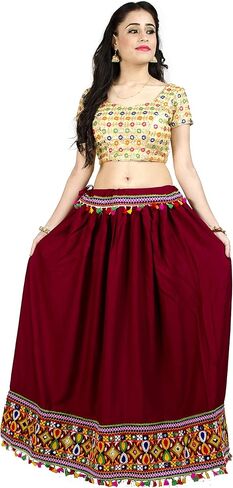 تنورة Chadrakala النسائية الهندية العرقية Lehenga Flaire طويلة ماكسي مطرزة، مقاس موحد (S104) in Saudi Arabia