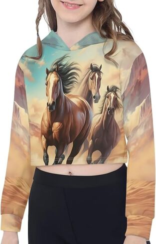 هودي قصير للفتيات من توديادو، مقاس 5-14 للاطفال والشباب باكمام طويلة للارتداء اليومي، سويت شيرت لطيف بلوفر in Kuwait