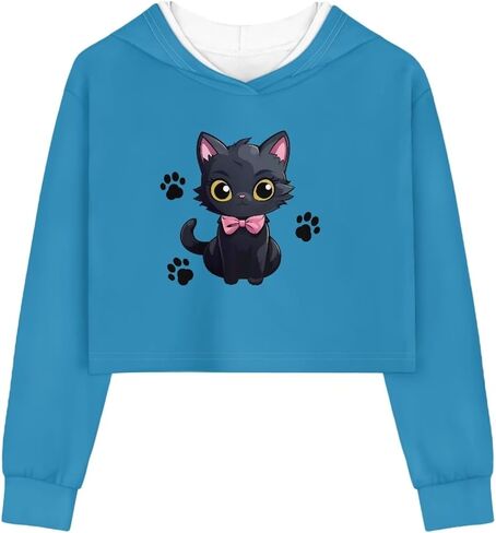 Dreaweet Girls Long Sleeve Crop Top Hoddie Cropped Sweatershirts Soft Athletic Tops Yoga Clothing for 5-14 Years Old in Saudi Arabia