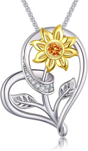 قلادة عباد الشمس للنساء، هدية قلادة عيد الحب، قلادة قلادة على شكل قلب من أشعة الشمس، مجوهرات صن شاين قابلة للتعديل من 45.7 سم - 50.8 سم، هدايا قلادات عباد الشمس لزوجتها الأم في عيد ميلاد العام الجديد in Kuwait