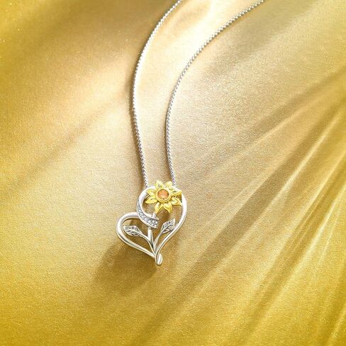 قلادة عباد الشمس للنساء، هدية قلادة عيد الحب، قلادة قلادة على شكل قلب من أشعة الشمس، مجوهرات صن شاين قابلة للتعديل من 45.7 سم - 50.8 سم، هدايا قلادات عباد الشمس لزوجتها الأم في عيد ميلاد العام الجديد in Kuwait