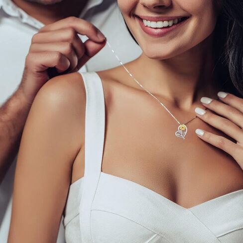 قلادة عباد الشمس للنساء، هدية قلادة عيد الحب، قلادة قلادة على شكل قلب من أشعة الشمس، مجوهرات صن شاين قابلة للتعديل من 45.7 سم - 50.8 سم، هدايا قلادات عباد الشمس لزوجتها الأم في عيد ميلاد العام الجديد in Kuwait