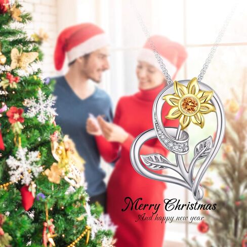 قلادة عباد الشمس للنساء، هدية قلادة عيد الحب، قلادة قلادة على شكل قلب من أشعة الشمس، مجوهرات صن شاين قابلة للتعديل من 45.7 سم - 50.8 سم، هدايا قلادات عباد الشمس لزوجتها الأم في عيد ميلاد العام الجديد in Kuwait